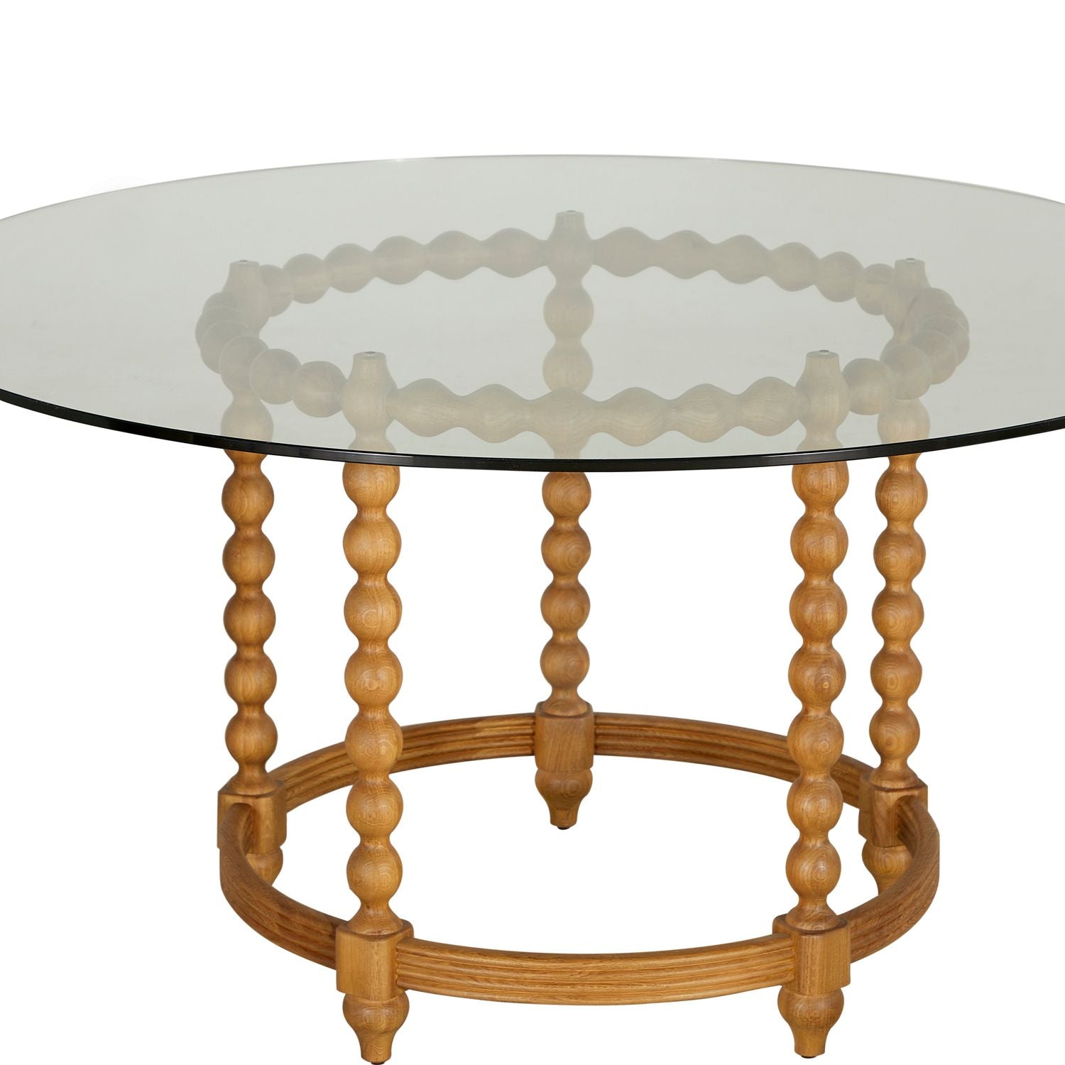 Gwen Wooden Glass Top Round Dining Table - 56 In. W X 29.5 In. H