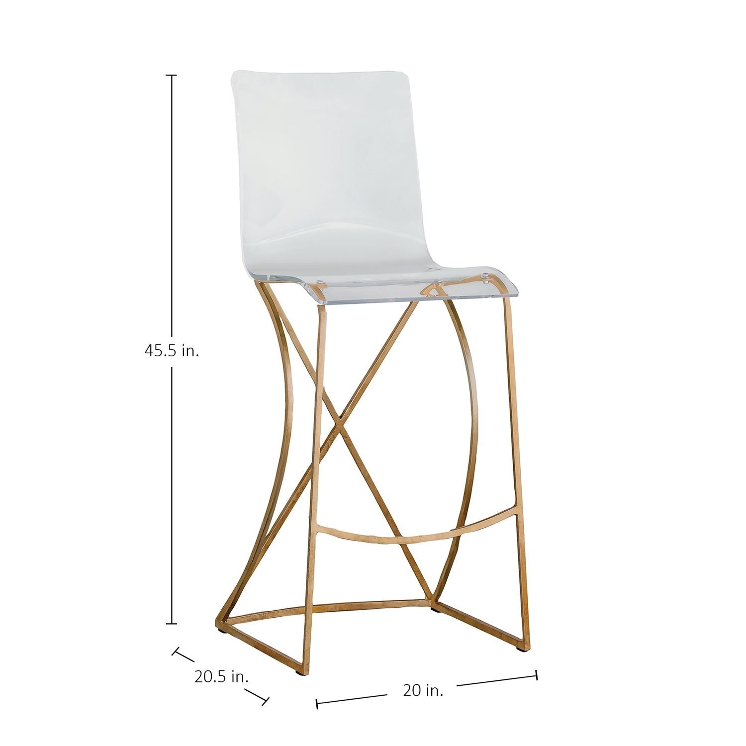 Johnson Iron Acrylic Bar Stool - Antique Gold Clear