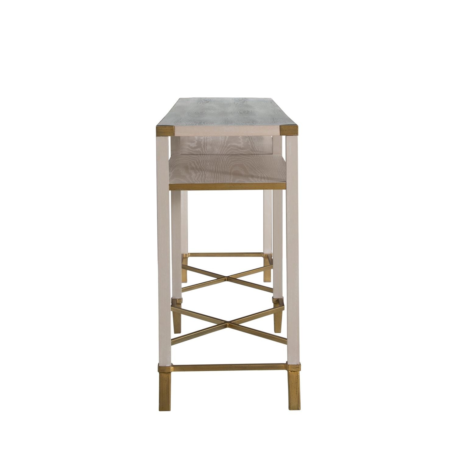 Sue Oak Rectangle Console Table - Cerused White, 70 In. W X 30.5 In. H
