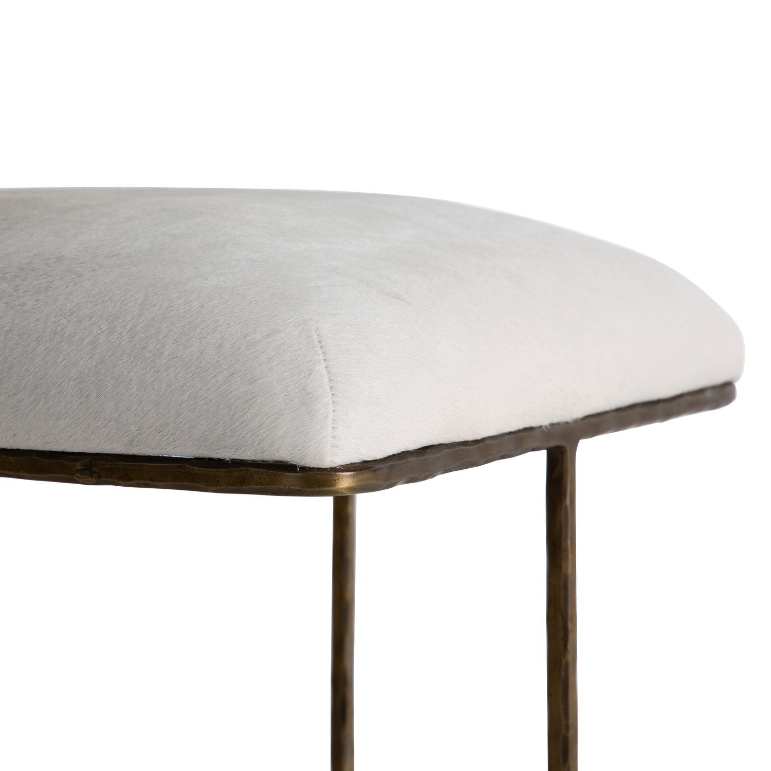 Lucas Hair-on-Hide Brass Stool