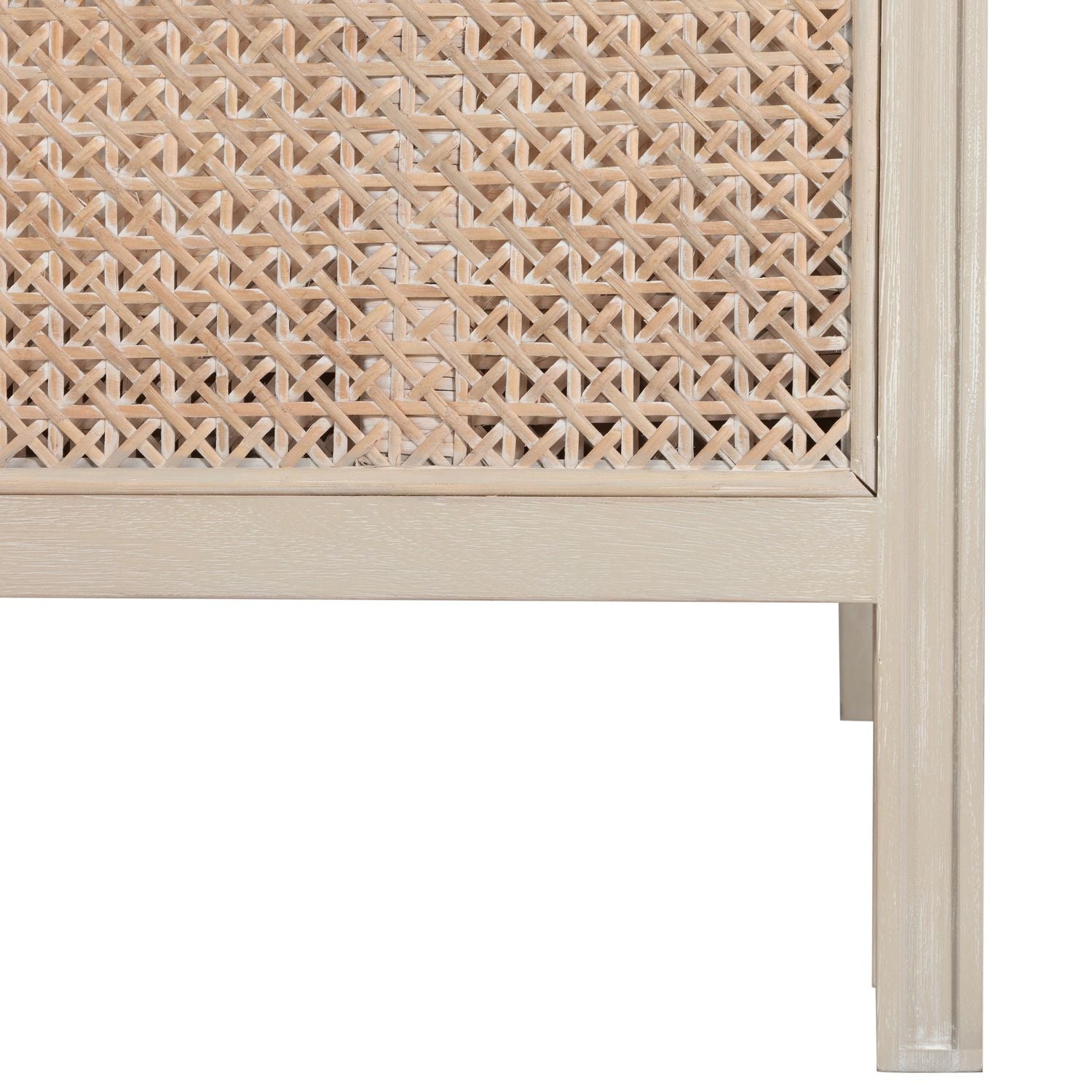 Camille Natural Rattan Wood Transitional Cane Bed