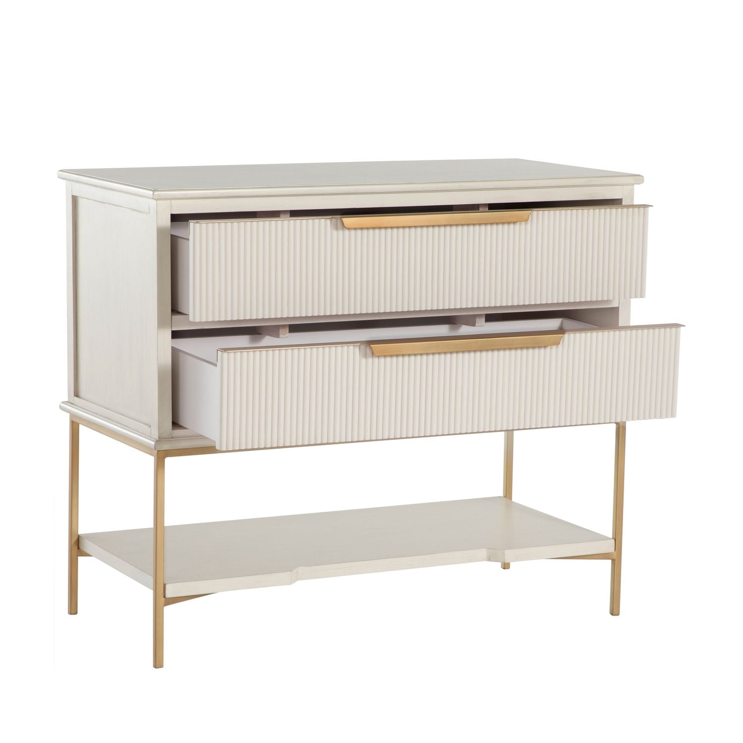 Riggs Oak Wood Nightstand - 2 Drawers, Distressed Antique White