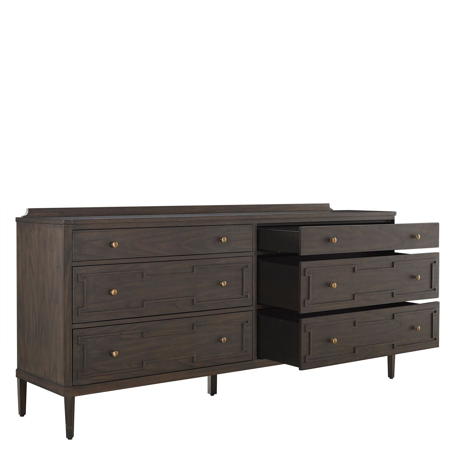 Glenwood Mindi Wood Dresser - 6 Drawers, Cerused Brown