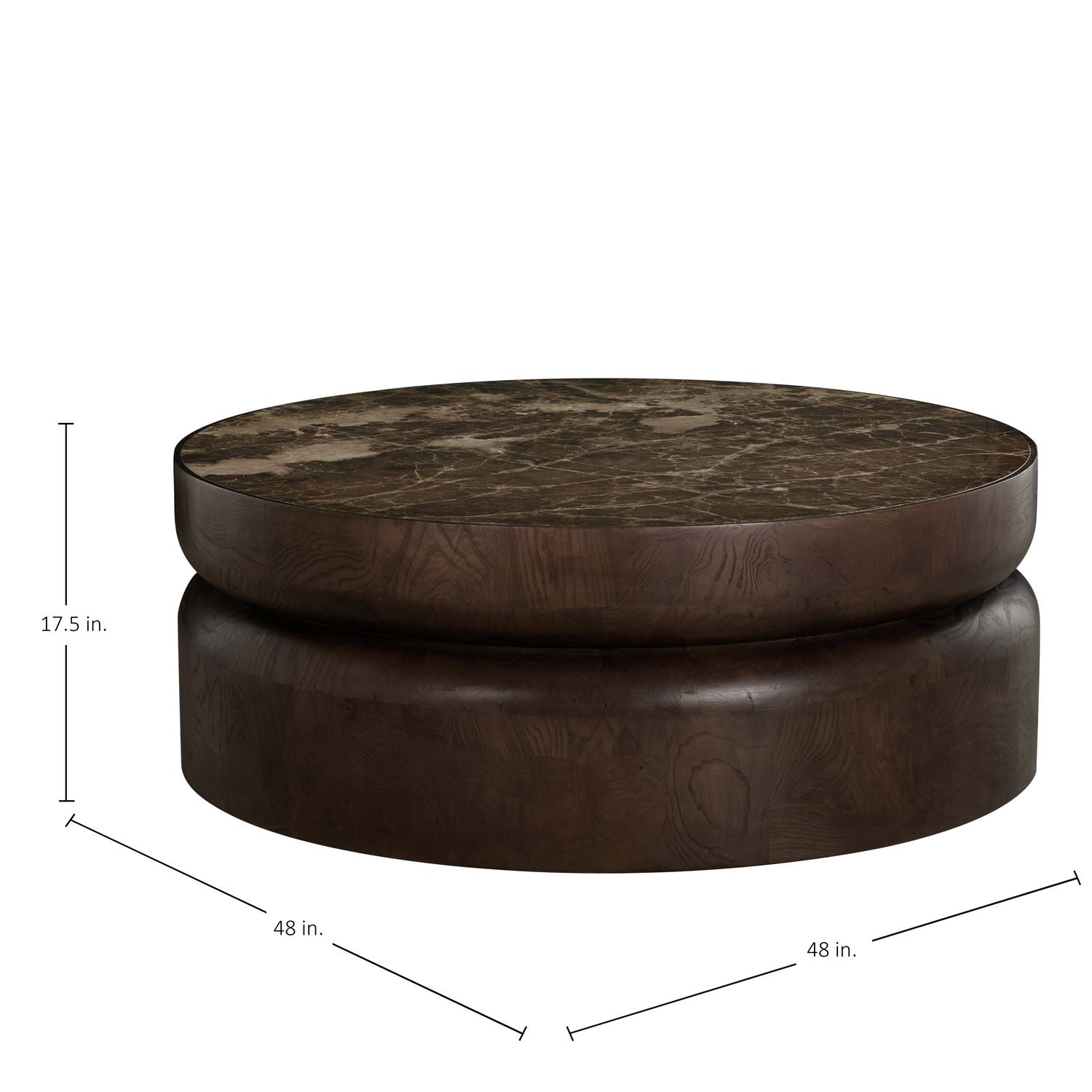 Summit Ash Burl Circle Pedestal Coffee Table - Dusk, 48 In. W X 17.5 In. H