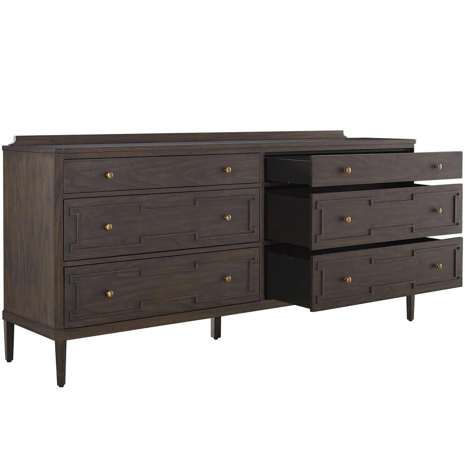Glenwood Mindi Wood Dresser - 6 Drawers, Cerused Brown
