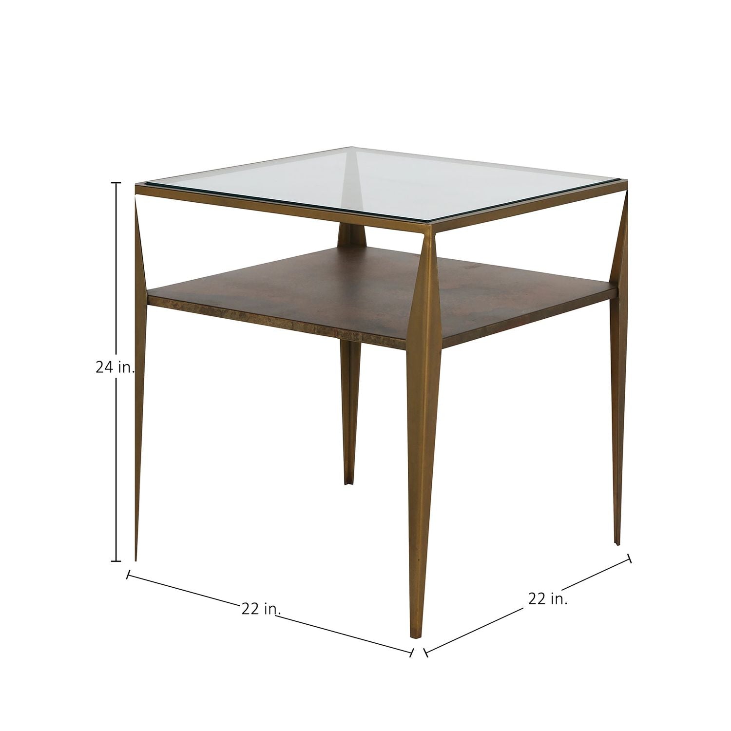 Winona Iron Square Refined Elegance Side Table - 22 In. W X 24 In. H