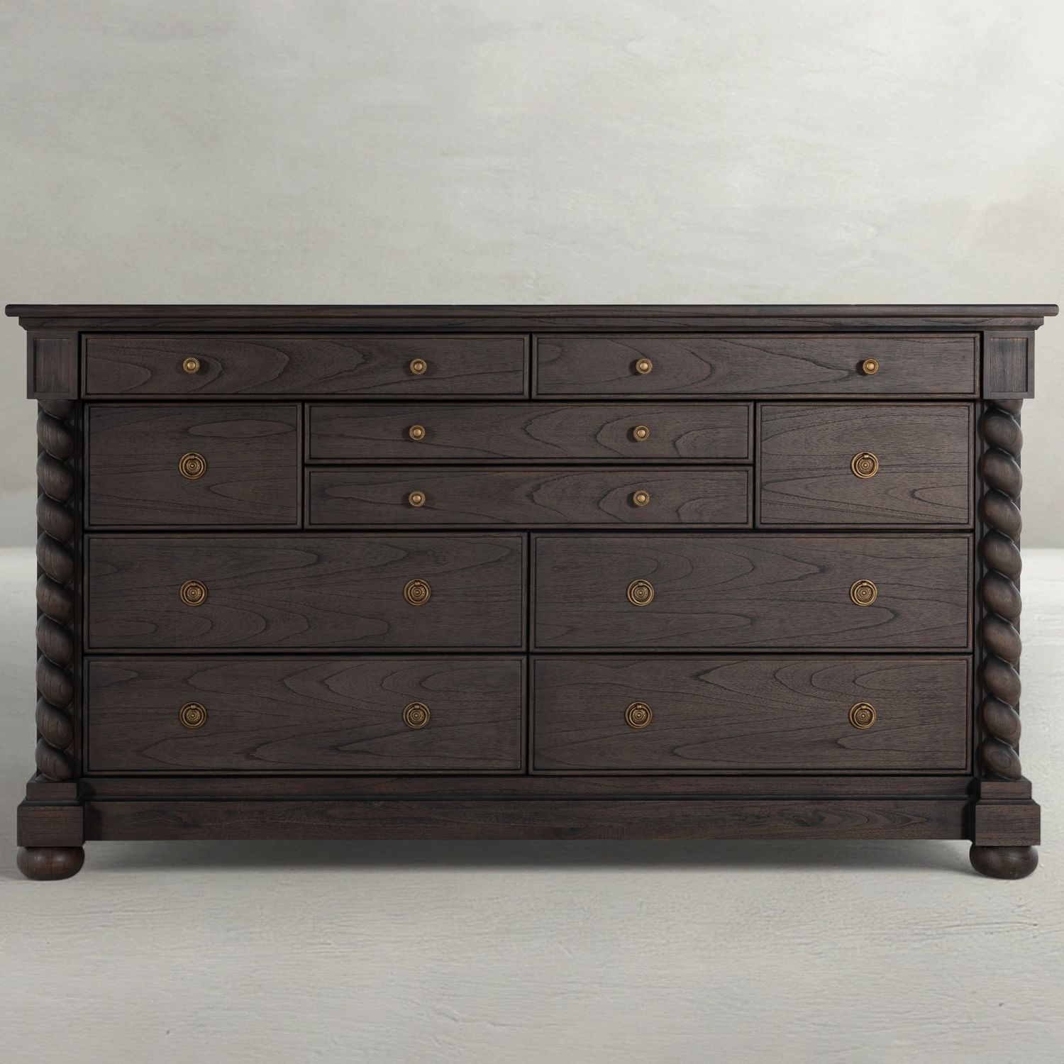 Burkhardt Mindi Wood Dresser - 10 Drawers, Cerused White