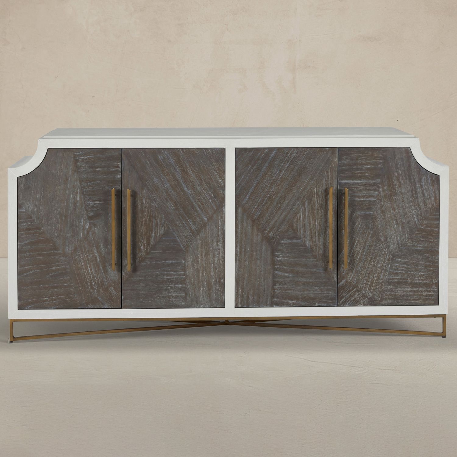 Kirsten Mindi Wood Cabinet - 2 Shelves, Cerused White Coal