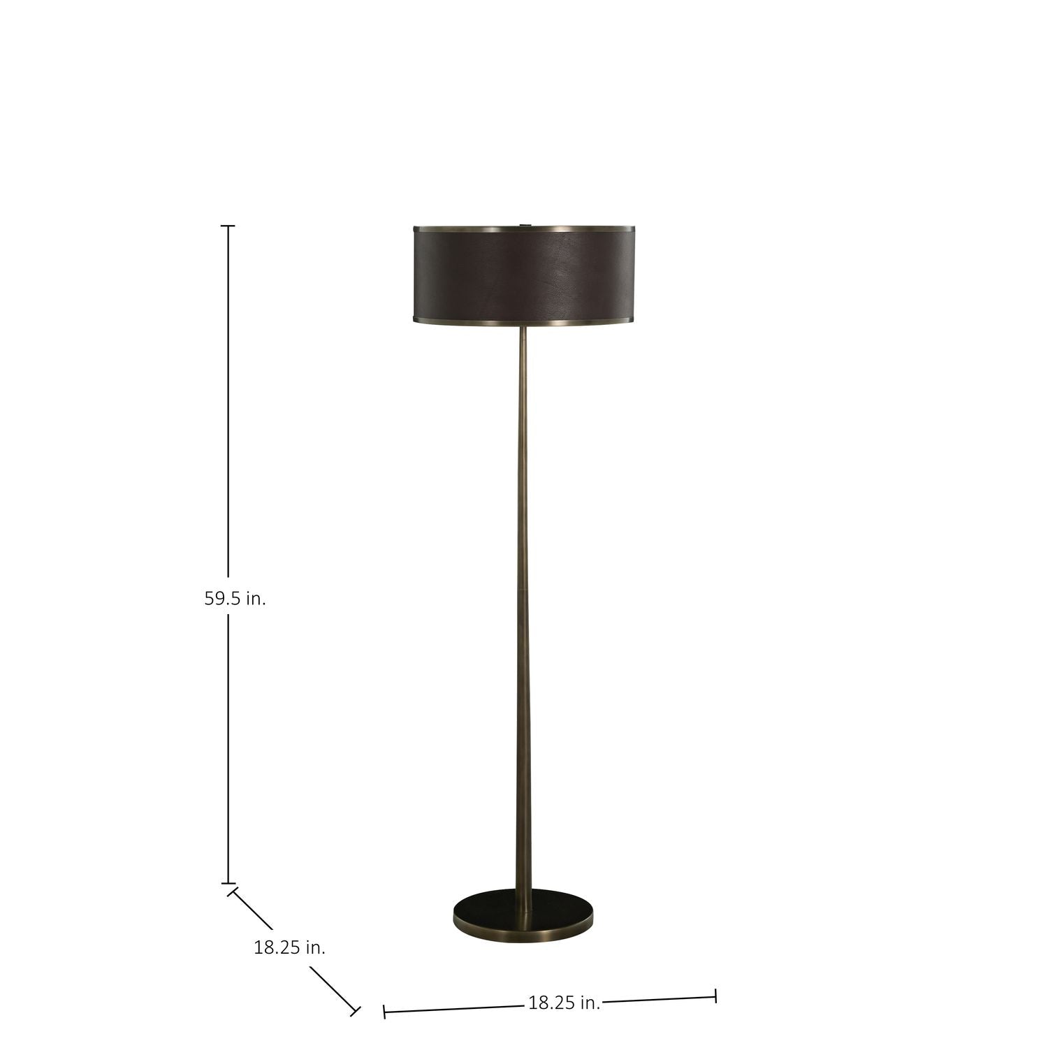 Vistara Mountain Bronze Leather Floor Lamp - 59.5 In. H