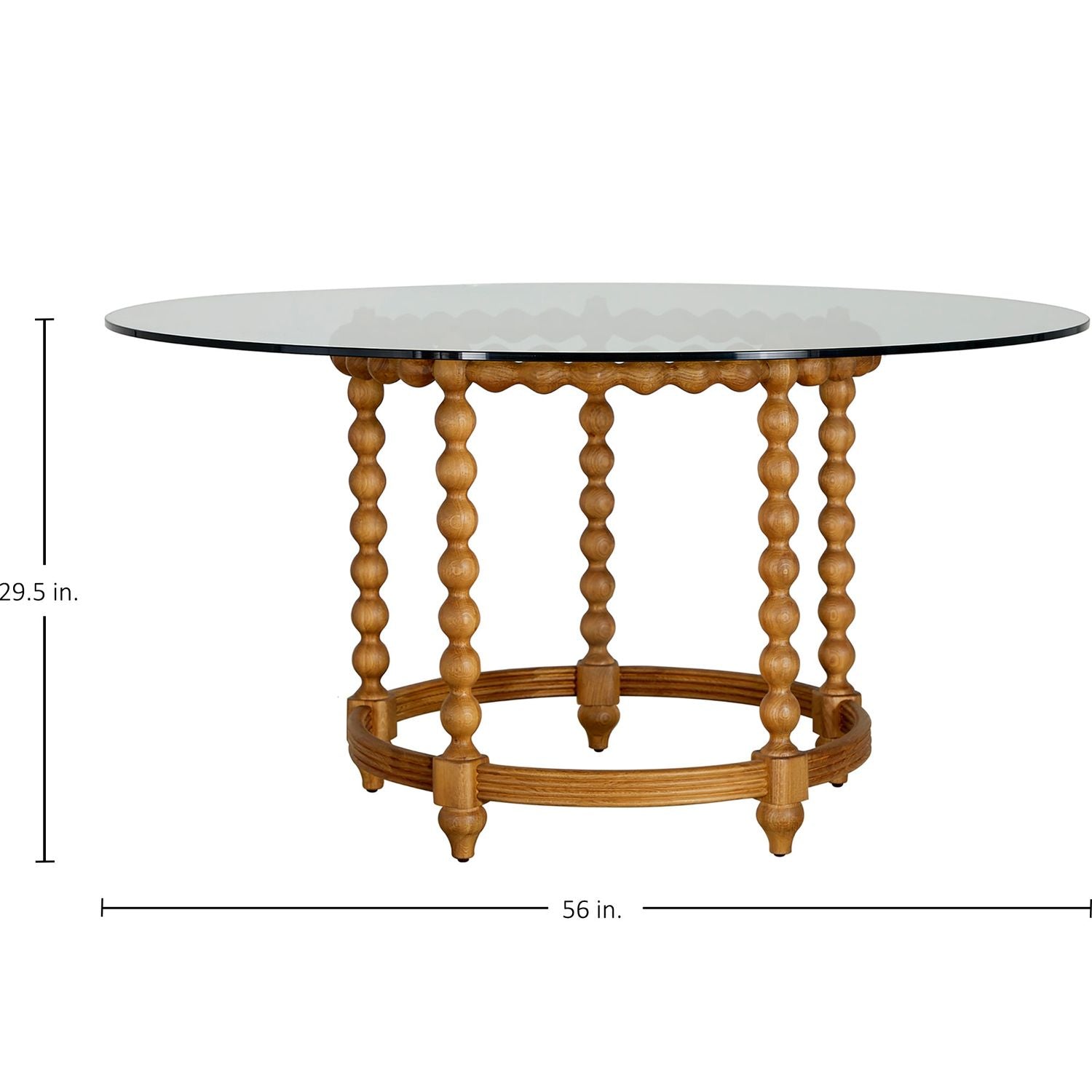 Gwen Wooden Glass Top Round Dining Table - 56 In. W X 29.5 In. H