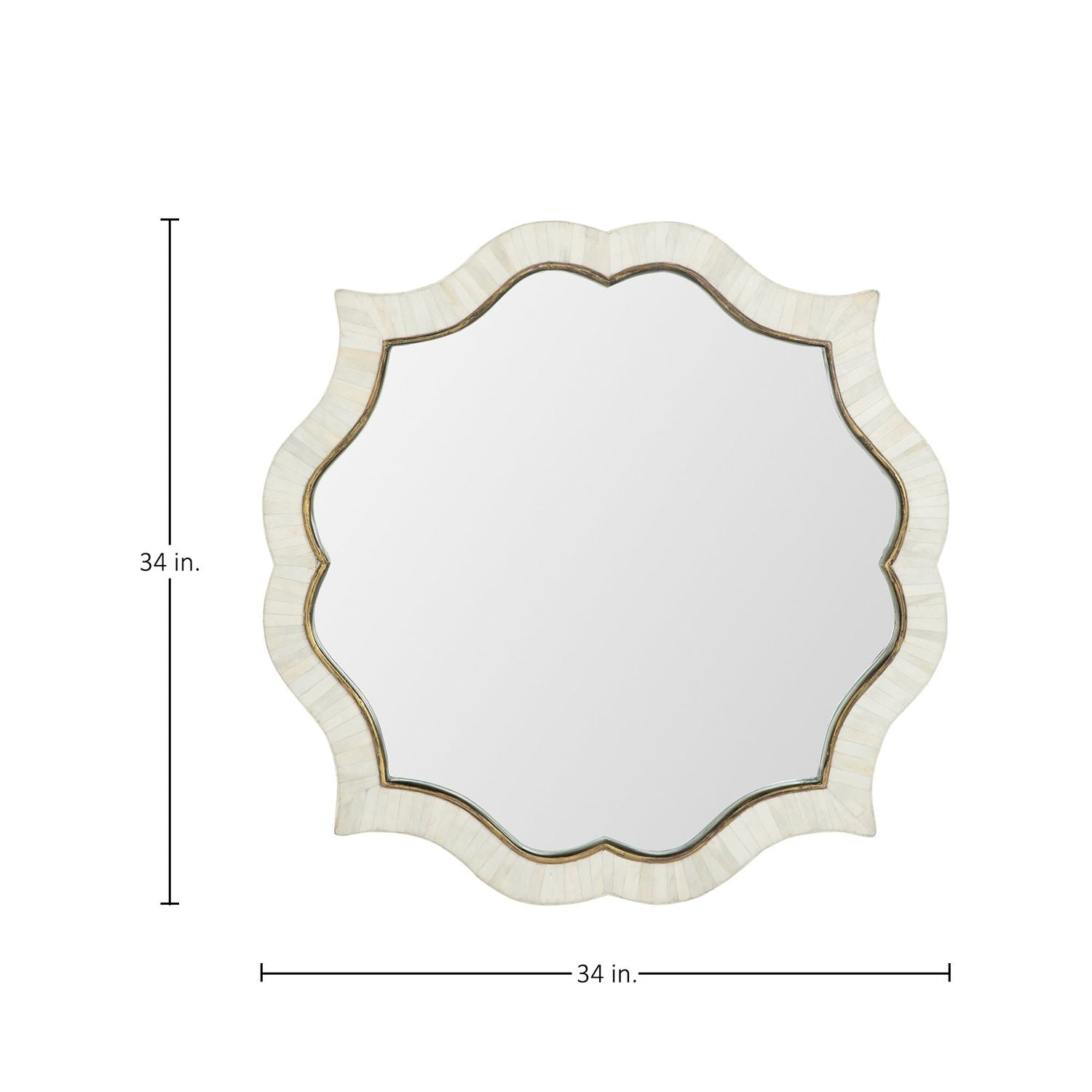 Laurette Quatrefoil Accent Mirror - White, 34 In. H X 34 In. W X 1 In. D