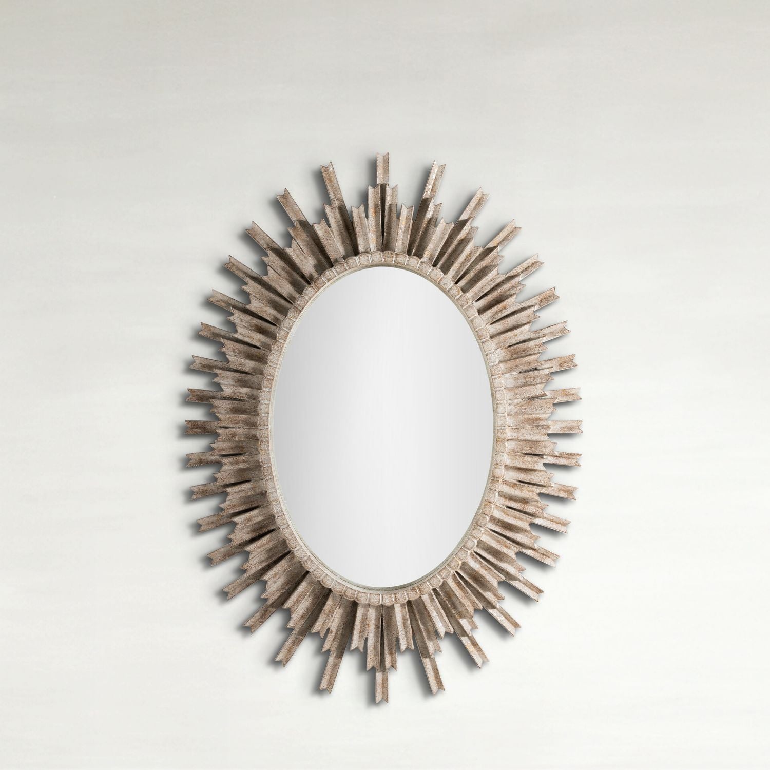 Jean-Michel Oval Accent Mirror- Antique White, 53 In. H X 39 In. W X 3 In. D