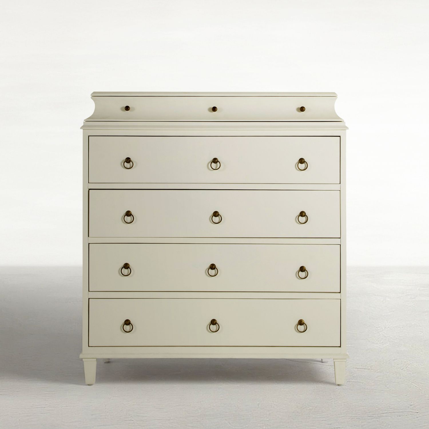 Irene Mindi Wood Chest - 5 Drawers, Antique White