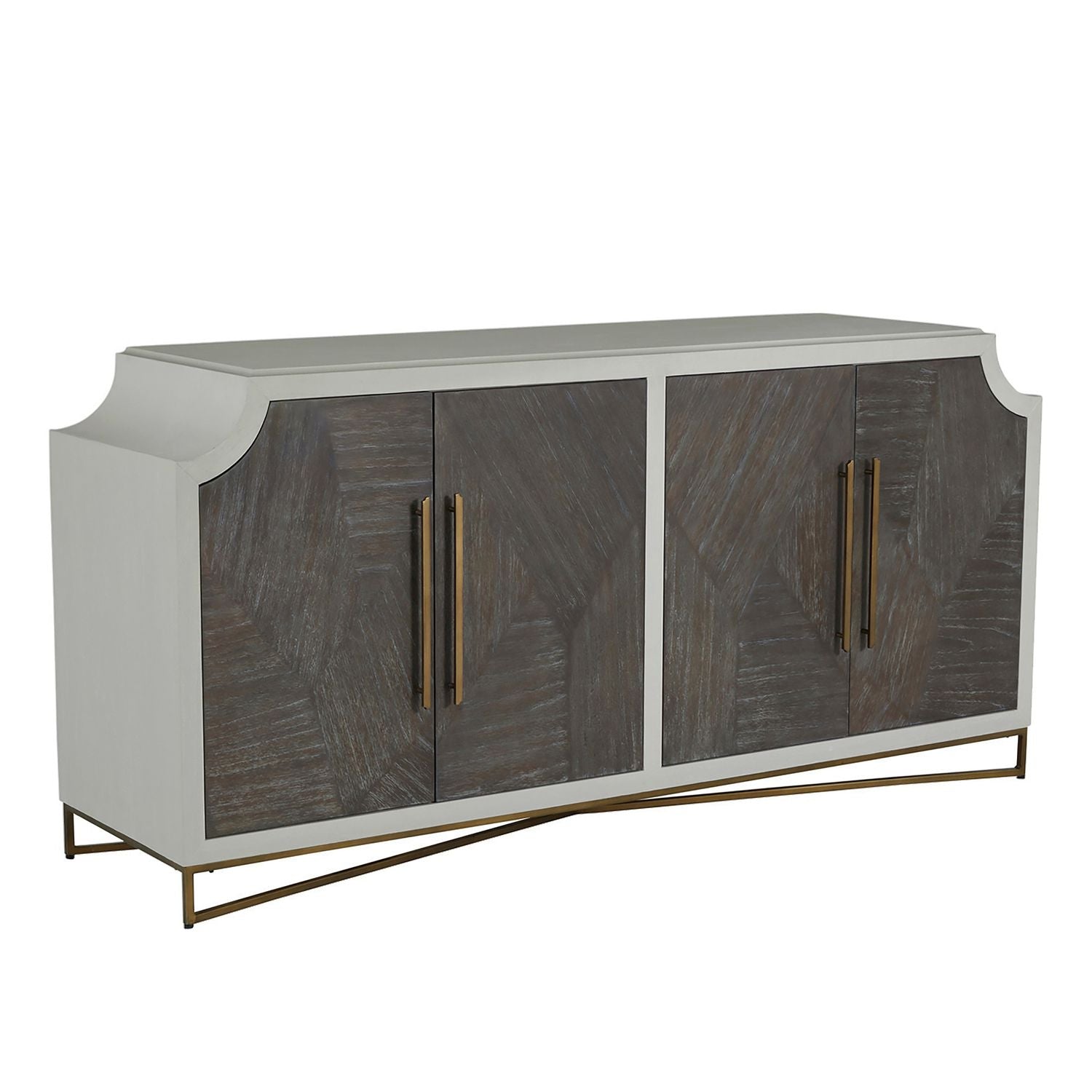 Kirsten Mindi Wood Cabinet - 2 Shelves, Cerused White Coal