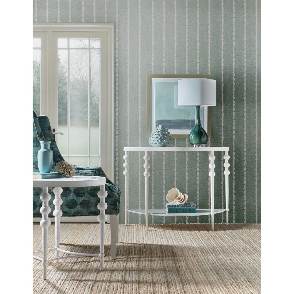 Alternate view of Melange On the Bright Side Oval End Table in white and off-white.
