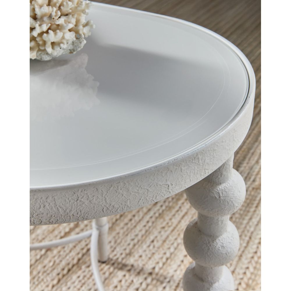 Additional view of Melange On the Bright Side Oval End Table in white and off-white.