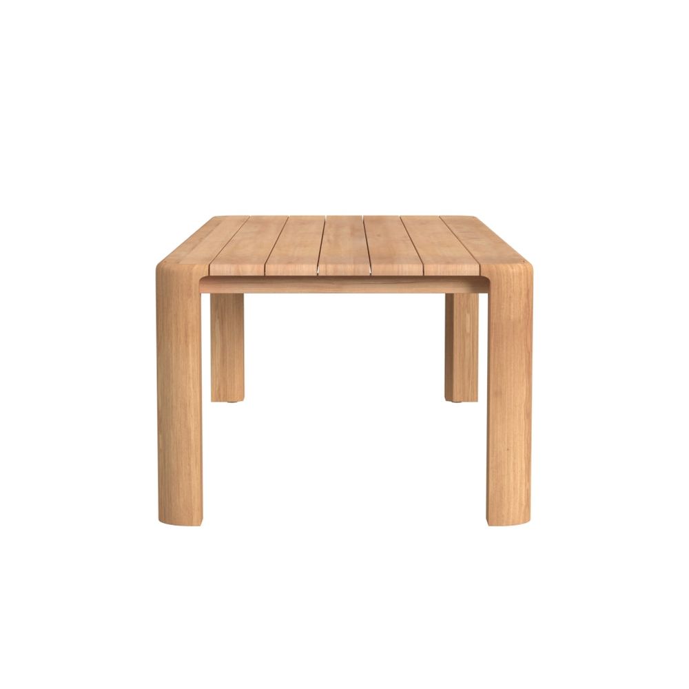 Additional view of Natural Teak 96" Dining Table, featuring smooth sanded finish, solid teak wood, and fixed four-leg base.