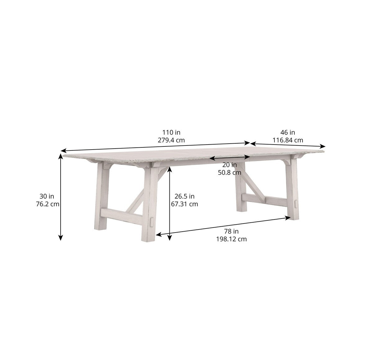 Alcove Trestle Dining Table - White