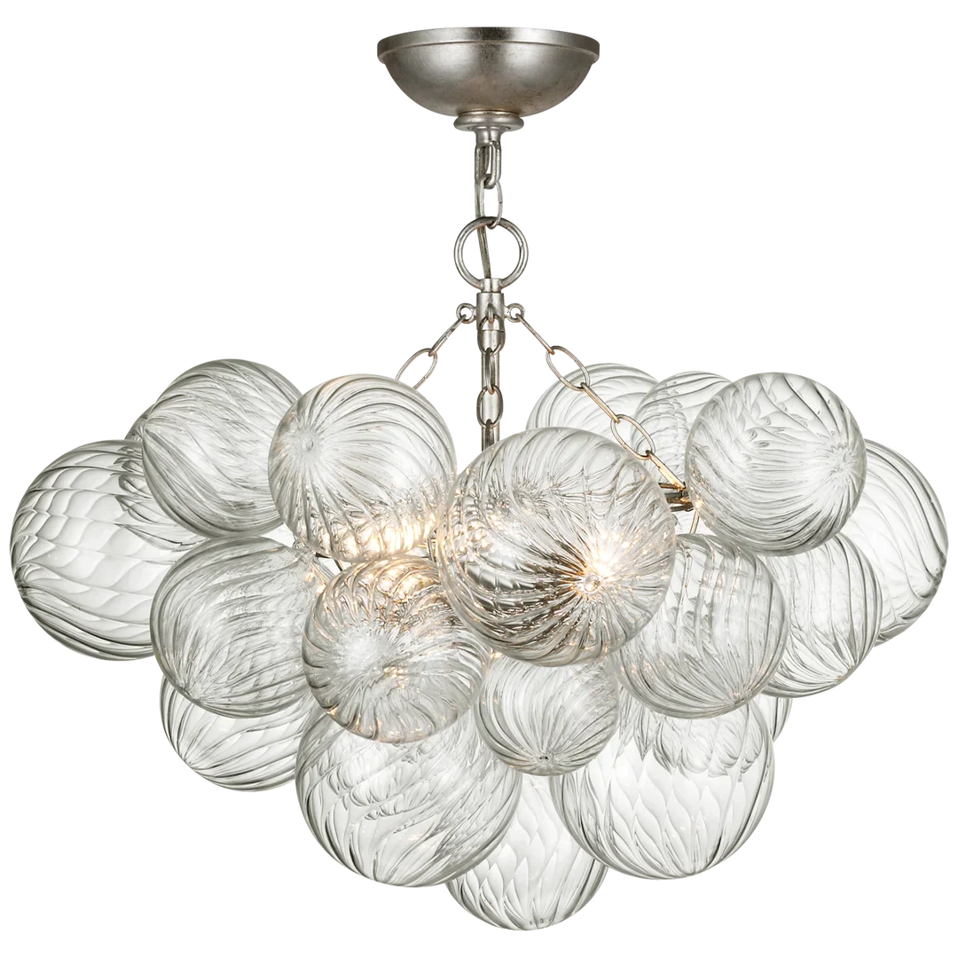 Tiara Semi-Flush Mount-Visual Comfort-VISUAL-JN 4110BSL/CG-Flush MountsBurnished Silver Leaf and Clear Swirled Glass-1-France and Son