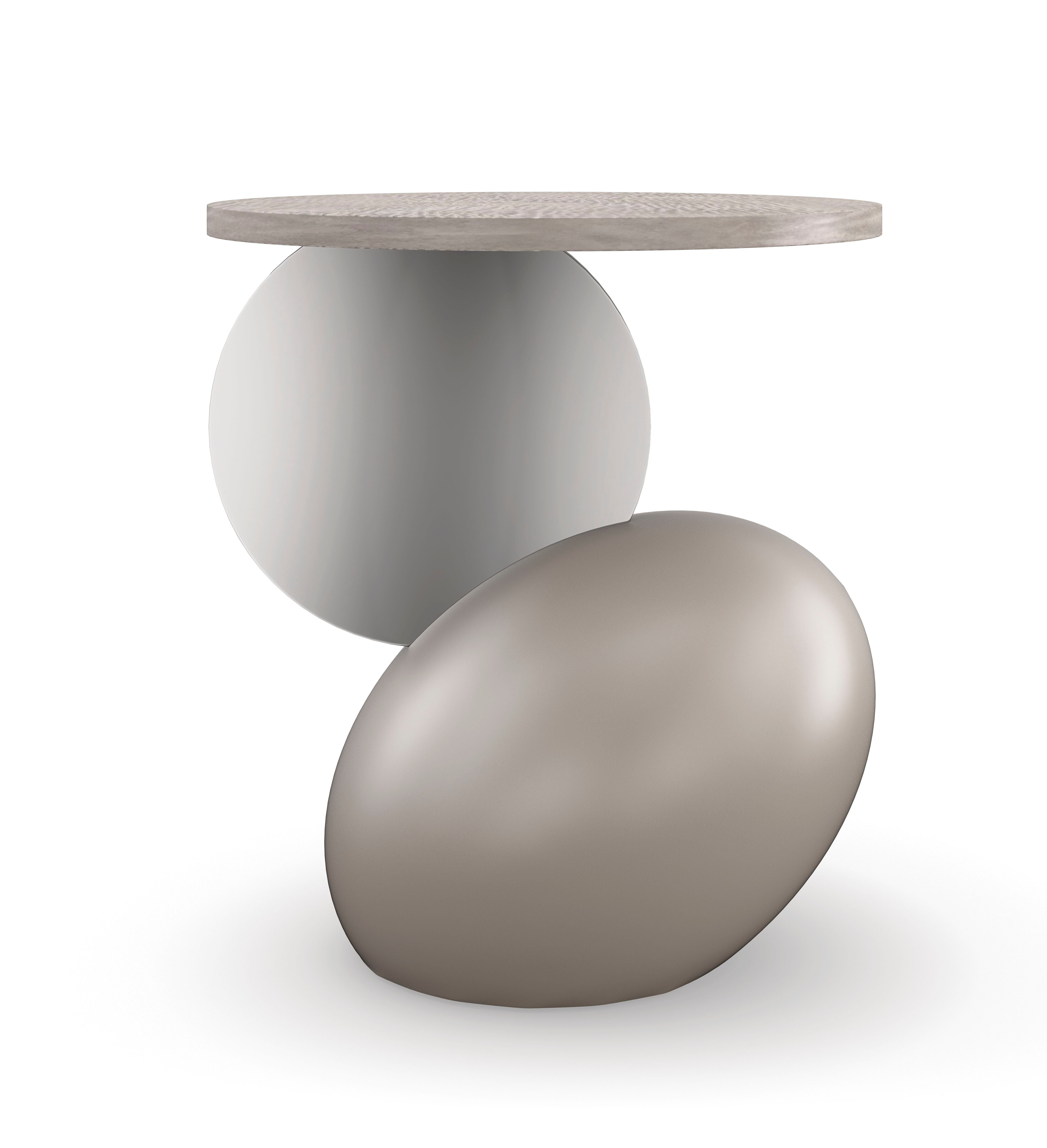 Onyx Side Table  - Brown, Silver