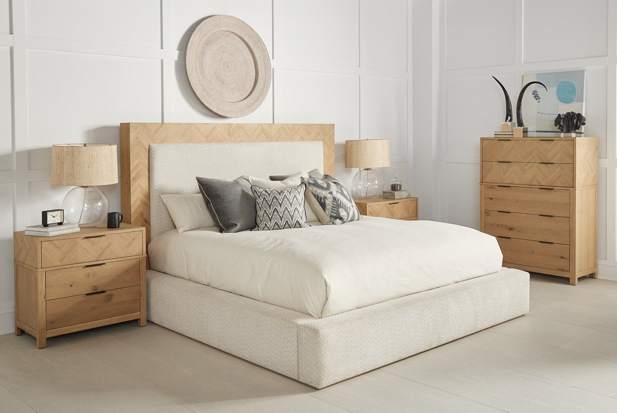 Garrison Cal-King Upholstered Bed - White, Brown