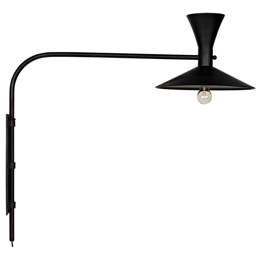 Enzo Sconce, Black Metal-Noir-NOIR-LAMP420MTB-Wall Lighting-1-France and Son