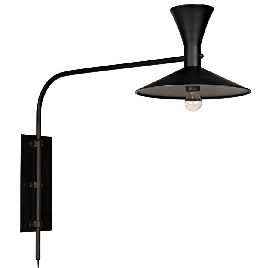 Enzo Sconce, Black Metal-Noir-NOIR-LAMP420MTB-Wall Lighting-4-France and Son