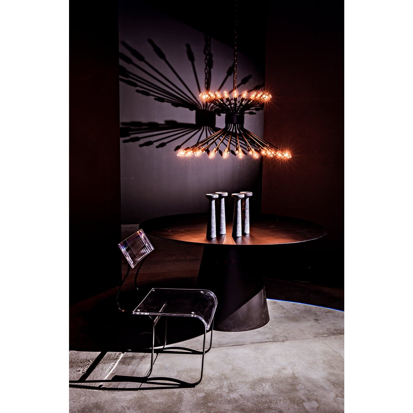 Mancini Chandelier - Black Steel-Noir-NOIR-LAMP774MTB-Chandeliers-2-France and Son