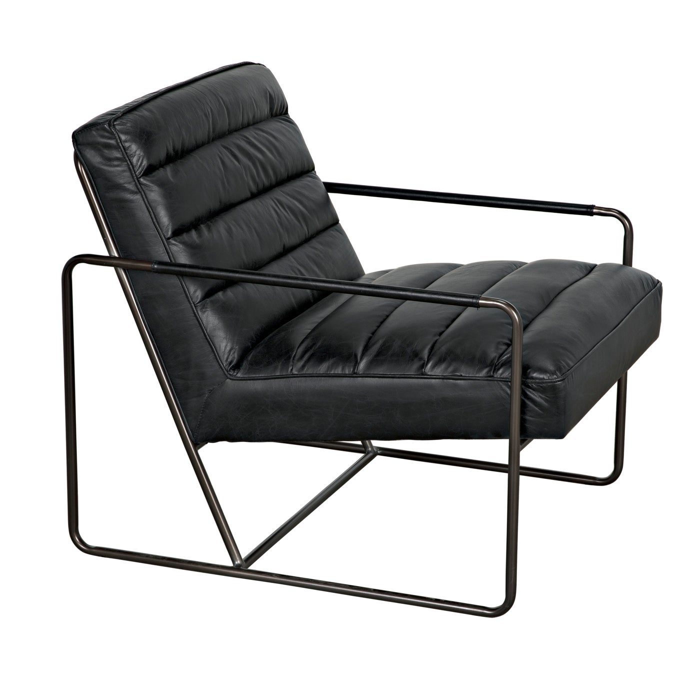 Demeter Chair - Metal/Leather-Noir-NOIR-LEA-C0306-1D-Lounge Chairs-5-France and Son