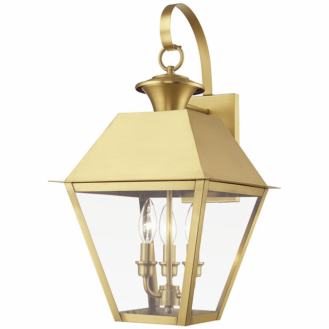 Wentworth 3 Light 22 inch Outdoor Wall Lantern-Livex Lighting-LIVEX-27218-08-Wall LightingNatural Brass-1-France and Son