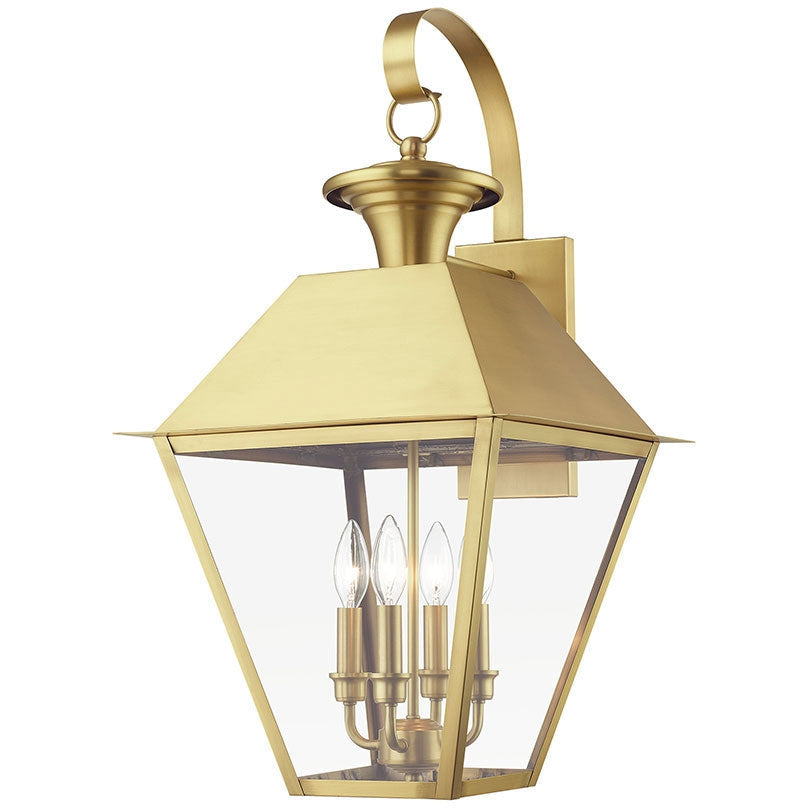 Wentworth 4 Light 28 inch Outdoor Wall Lantern-Livex Lighting-LIVEX-27222-08-Outdoor Post LanternsNatural Brass-1-France and Son