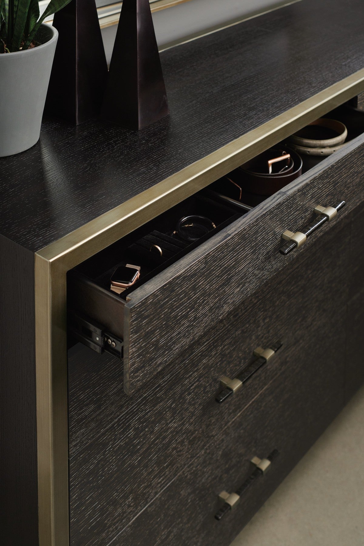 Remix Double Dresser  - Black, Brown, Gold