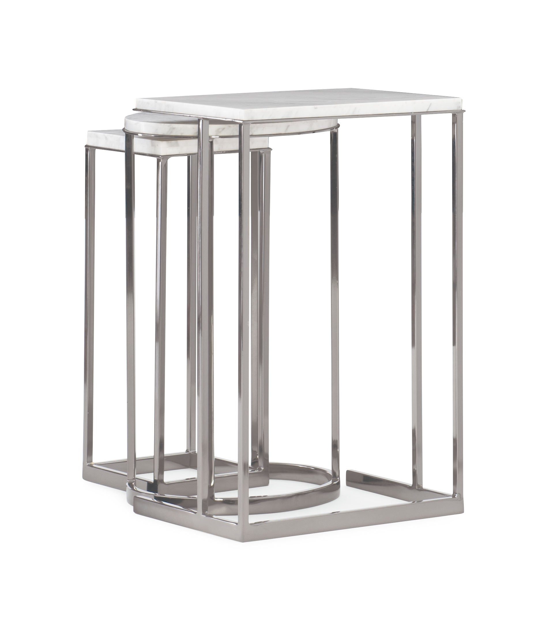 Exposition Nesting End Tables  - Silver, White