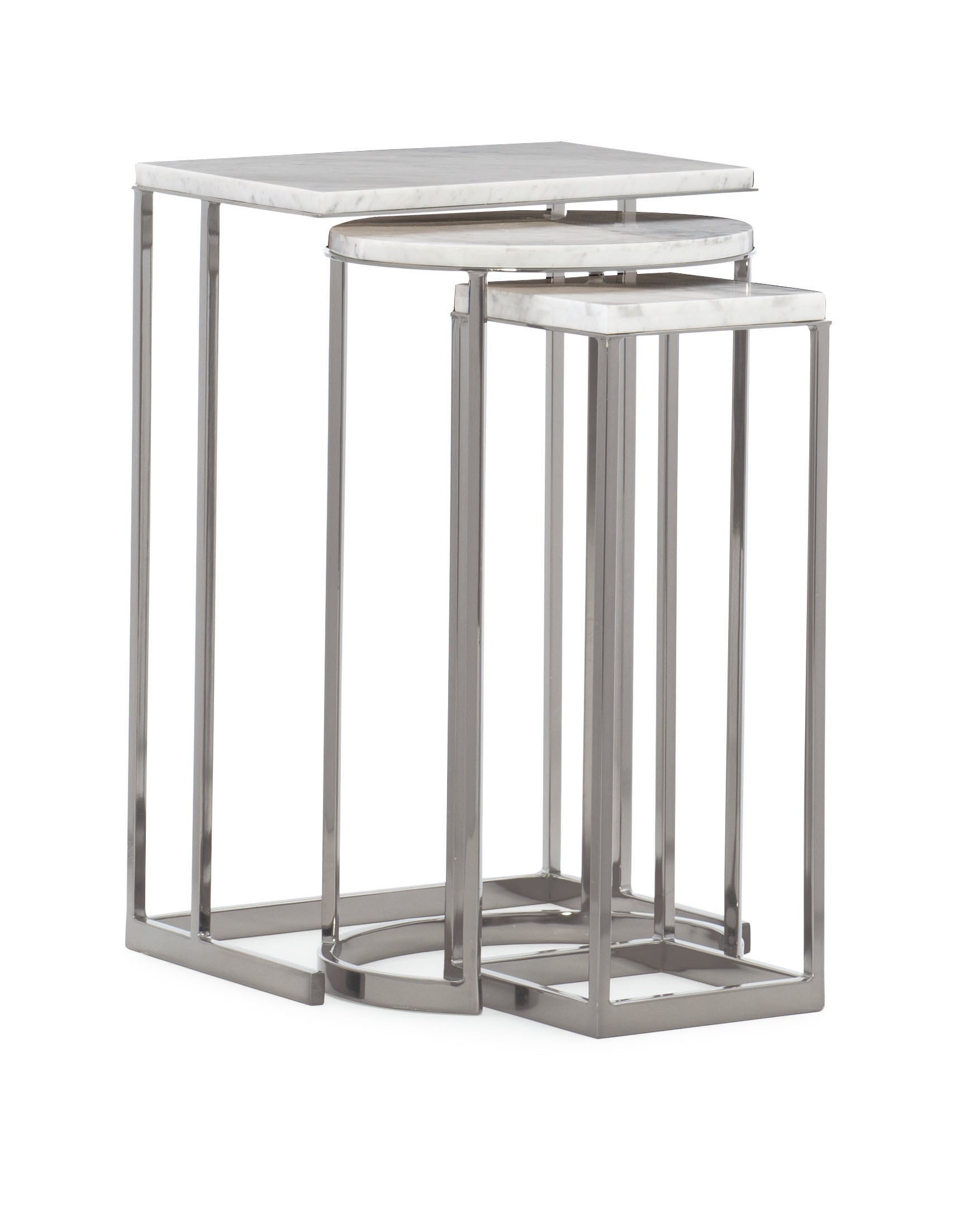 Exposition Nesting End Tables  - Silver, White