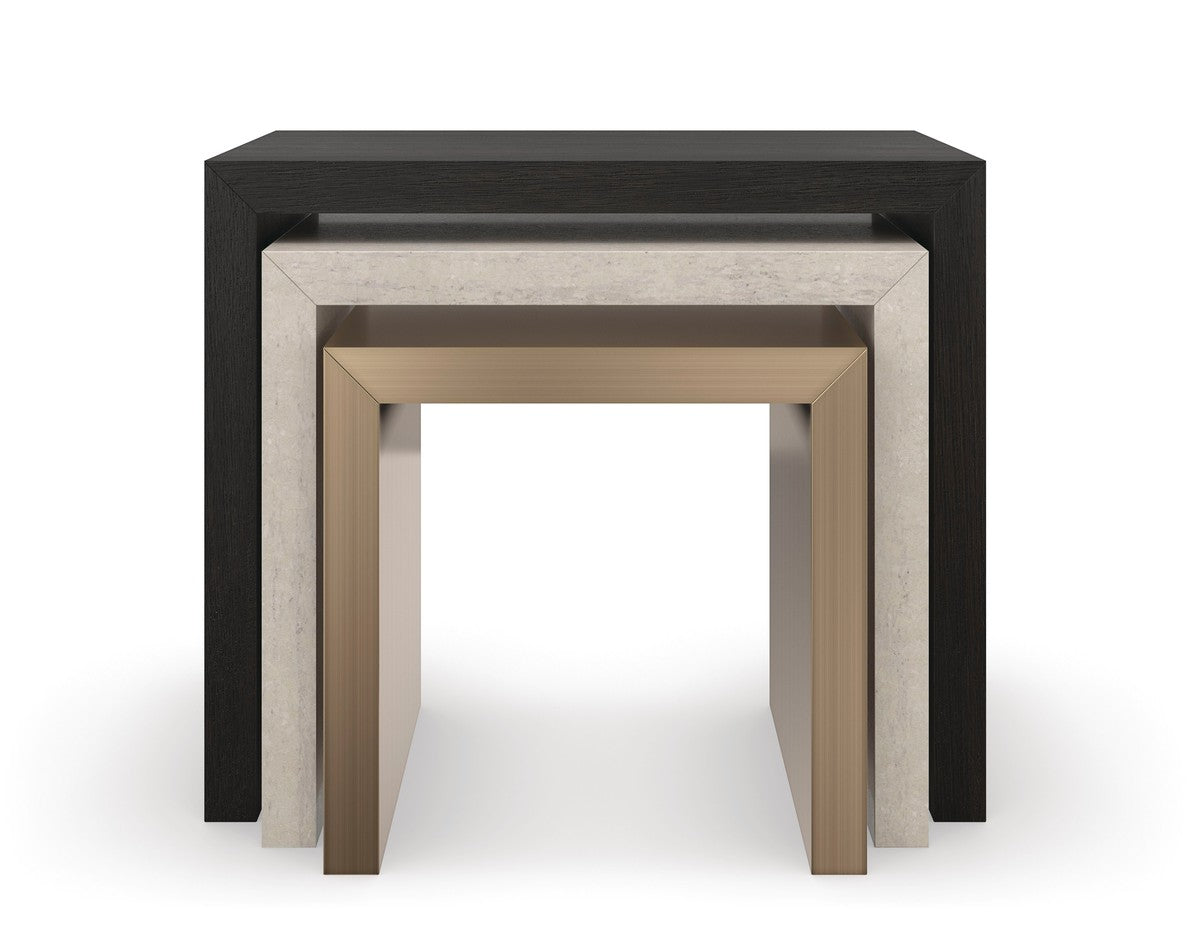 Contrast Nesting Tables  - Grey, Bronze, Off White