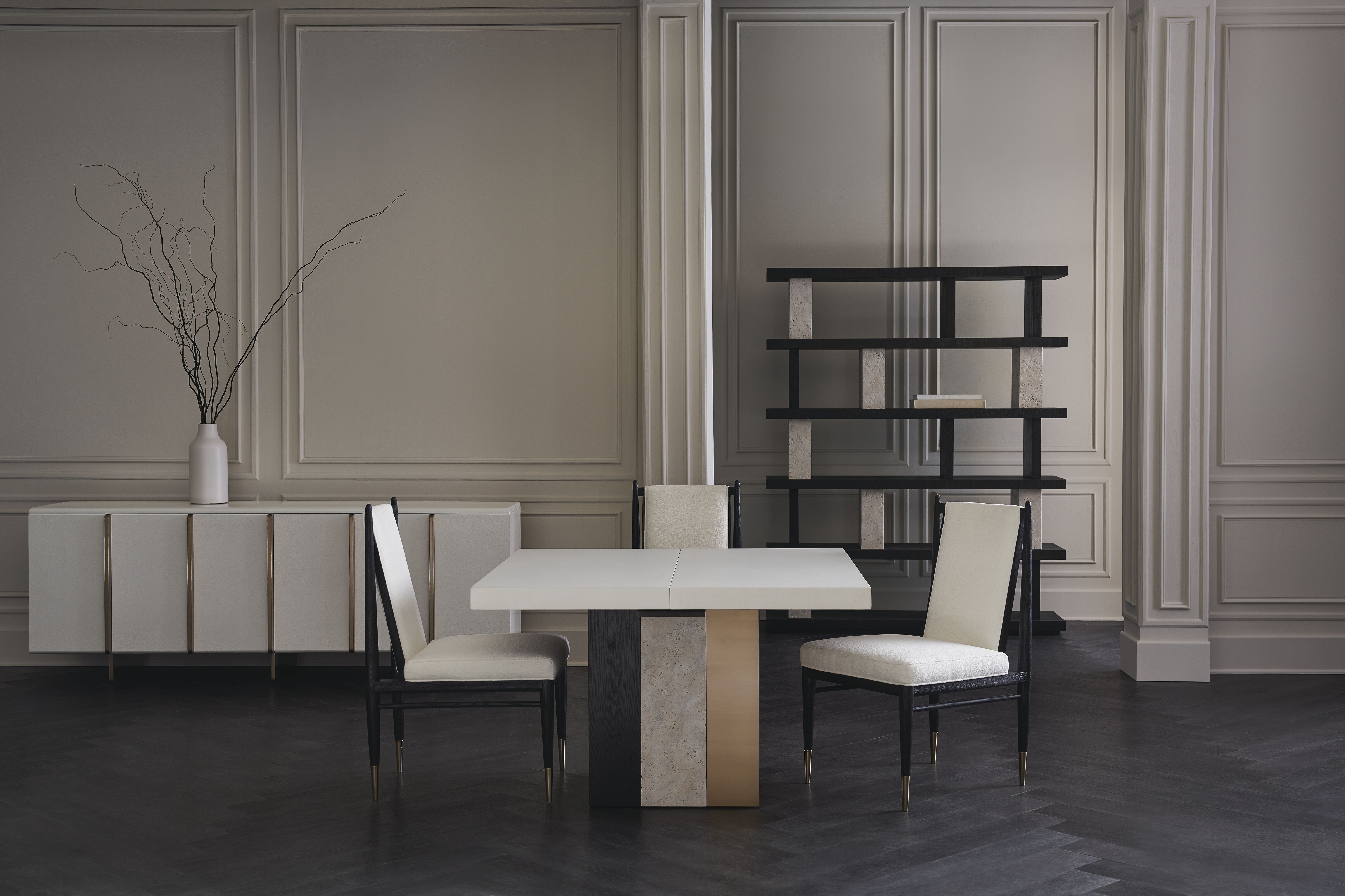 Unity Dark Dining Table  - Brown, Grey, Bronze, White