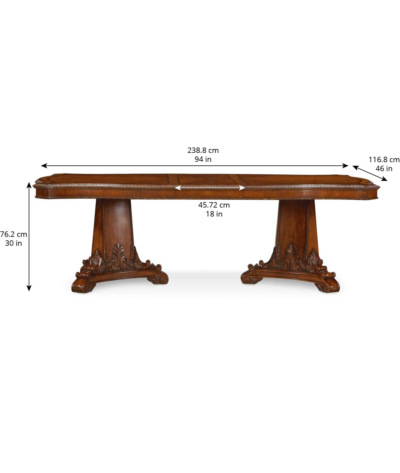 Old World Double Pedestal Dining Table - Brown