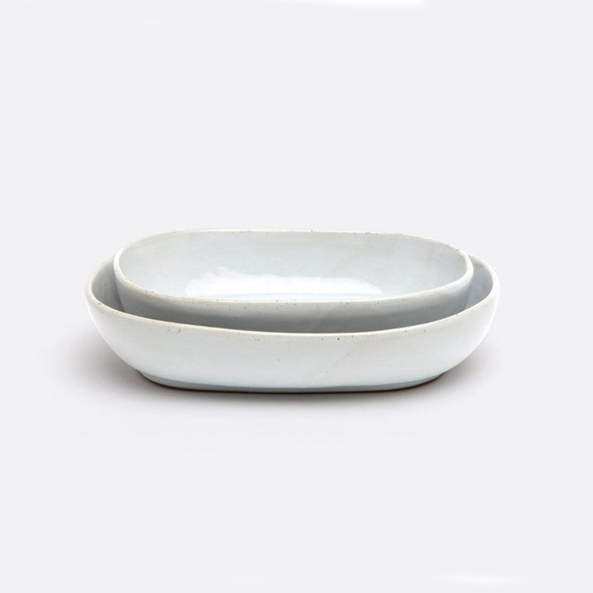 Marcus White Salt Glaze Oblong Serving Bowls Stoneware Set/2