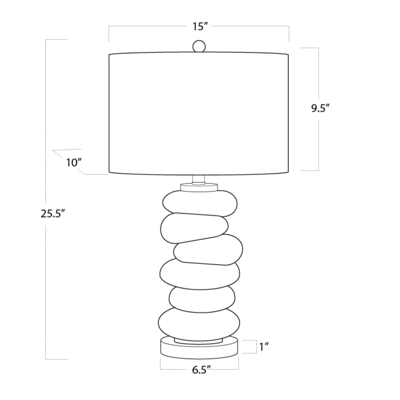 Stacked Pebble Glass Table Lamp (Aqua)