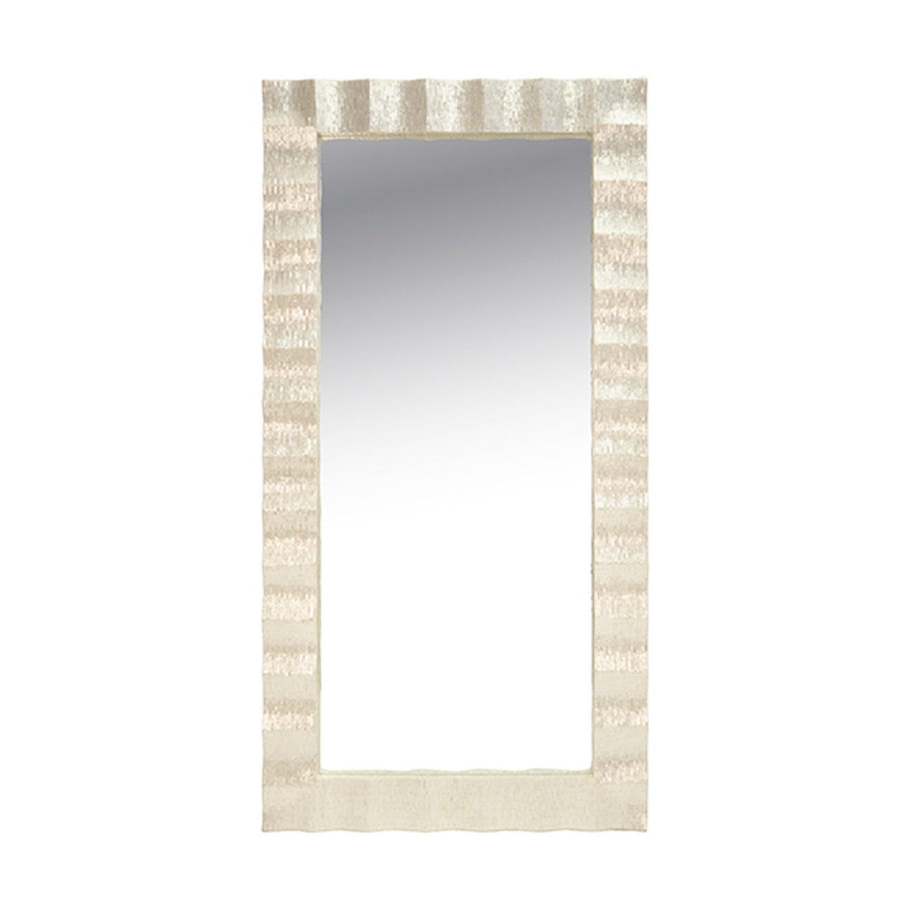 Milo Rectangle Floor Mirror with Pearlized Capiz Scallop Frame-Worlds Away-WORLD-MILO-Mirrors-1-France and Son