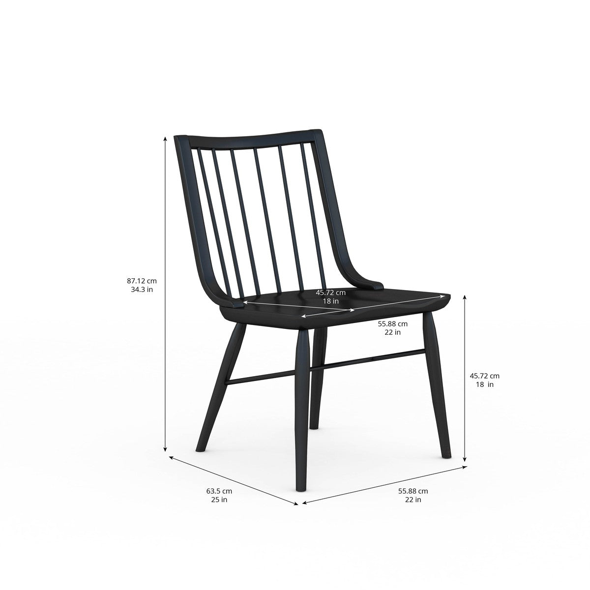 Frame Windsor Side Chair, Black (Purchase in qty of 2 required, priced individually) - Black