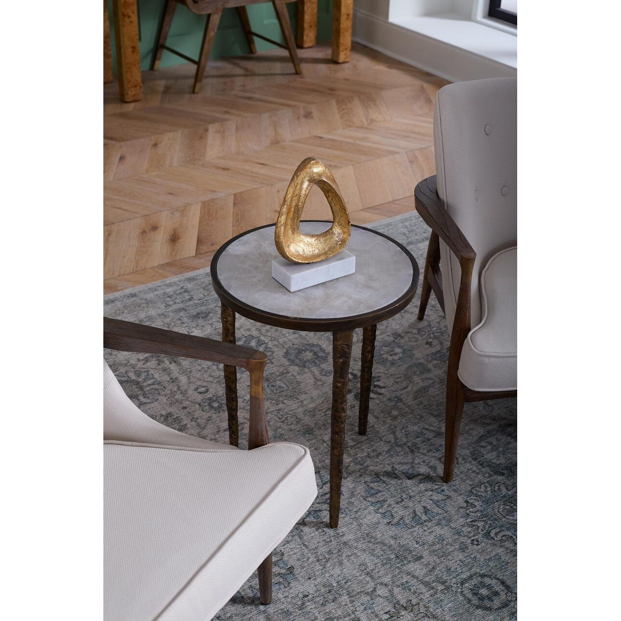 Nora Side Table, Antique Brass
