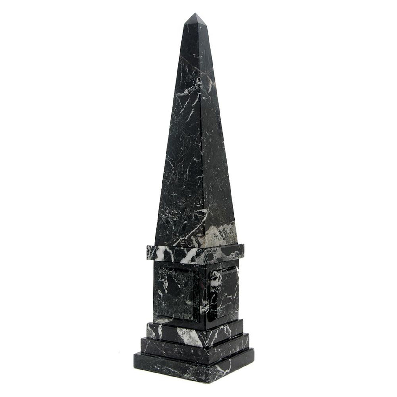 Atlas Collection Black Zebra 20" Marble Obelisk-Marble Crafter-MC-OB06-BZ-Decor-1-France and Son