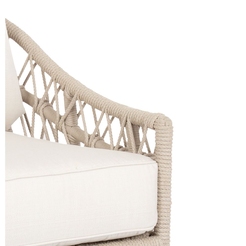 Alternate view of Dana Rope Sofa in Linen Canvas w/ Self Welt in linen and taupe with rectangular with sloping arms.