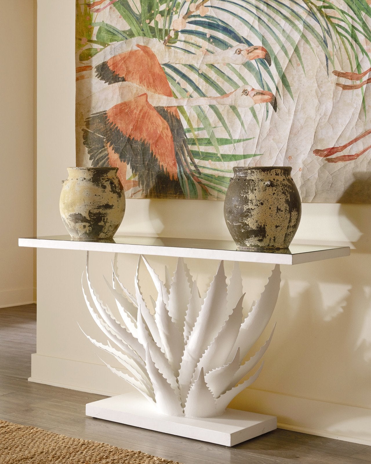 Agave White Console Table