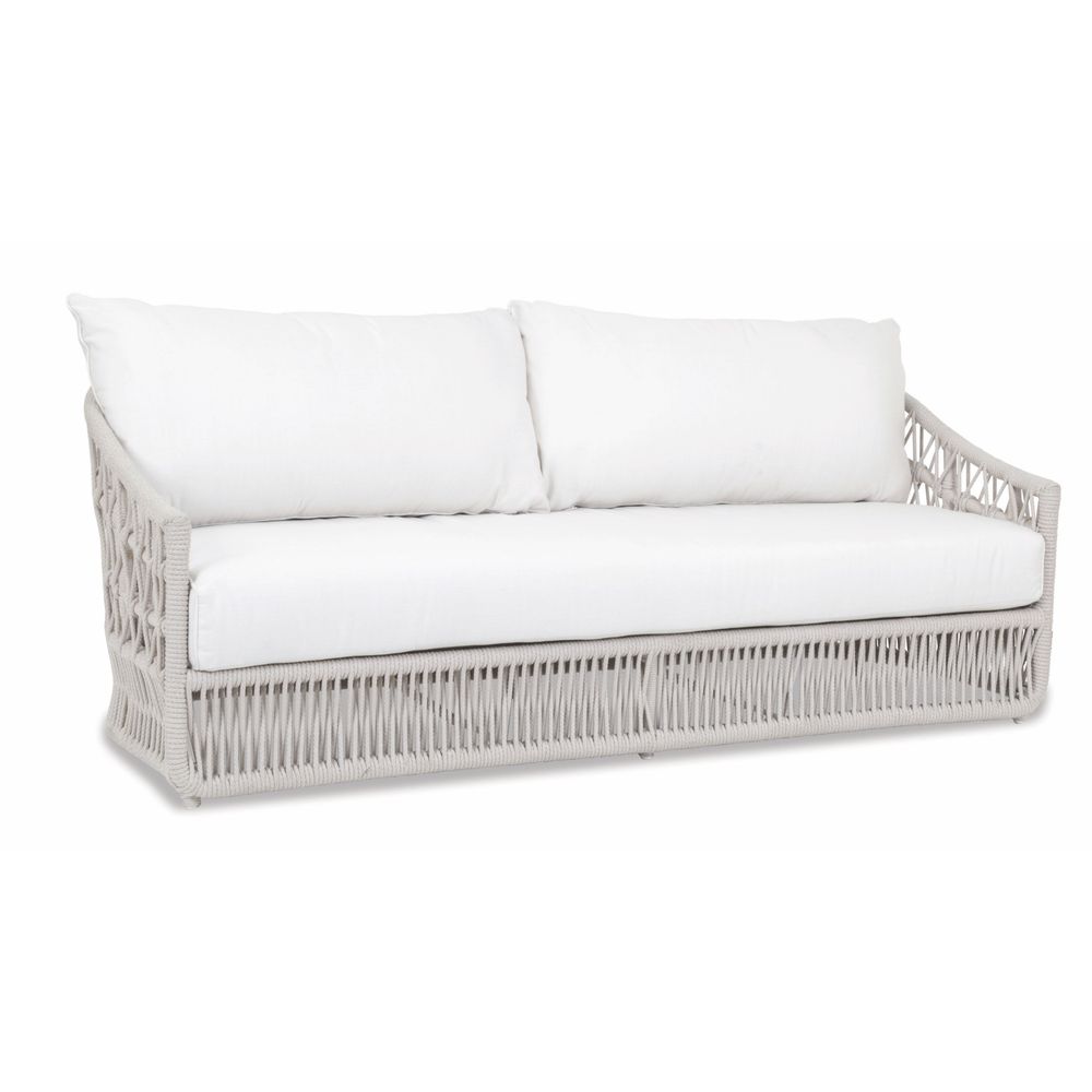 Dana Rope Sofa in Linen Canvas w/ Self Welt, shown in linen and taupe with rope, fabric, and removable cushions.