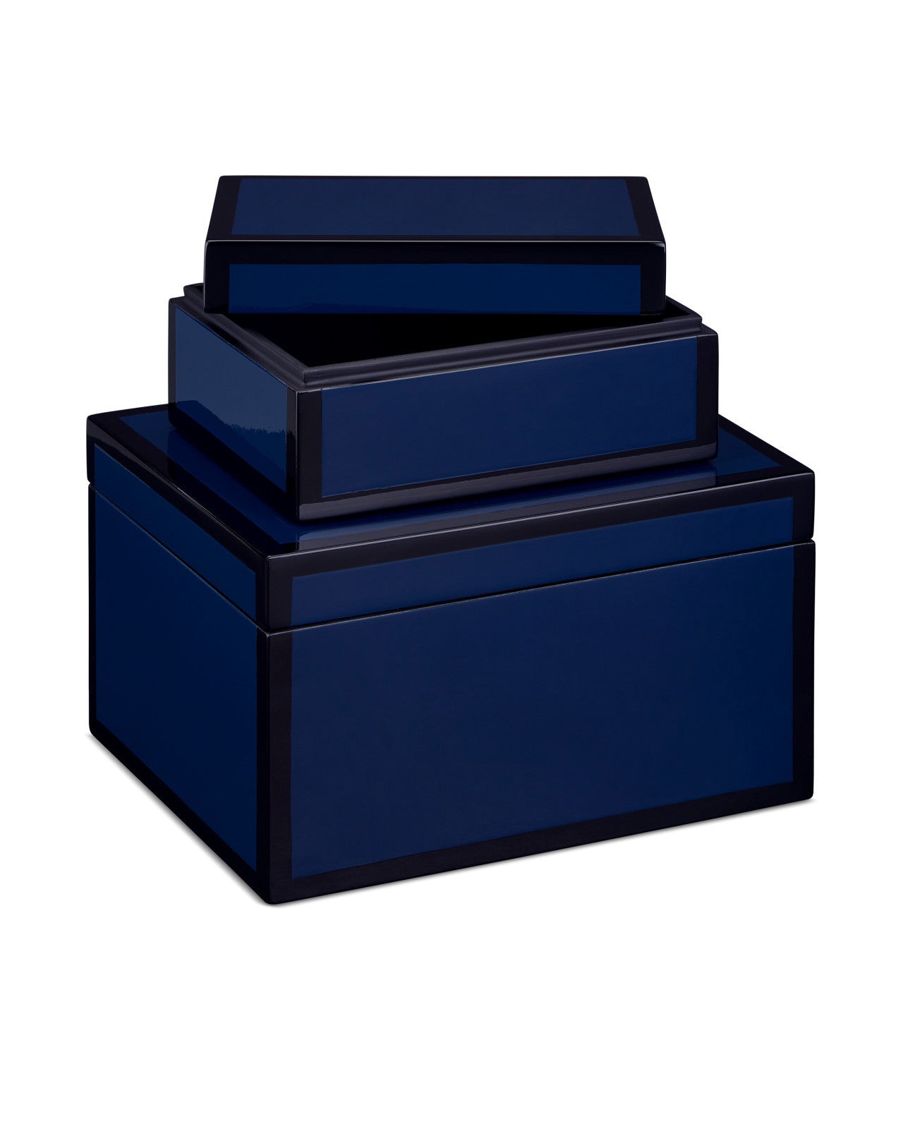 Navy Lacquer Box Set of 2