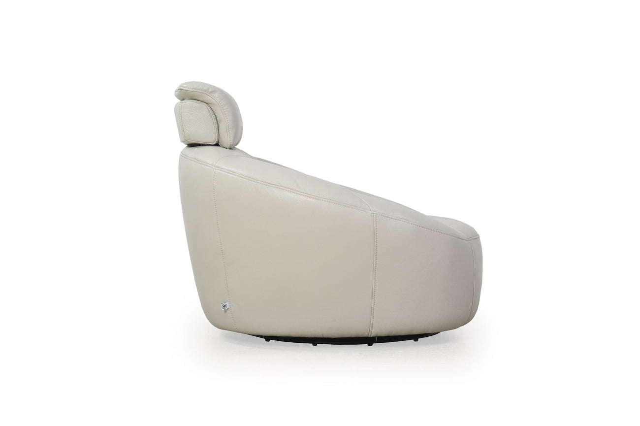 Eduardo Swivel Chair Light Grey-Moroni Leather-MORONI-29206B1383-Lounge Chairs-3-France and Son