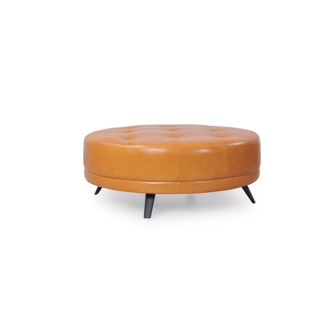 Cesare Round Ottoman Tan-Moroni Leather-MORONI-58140D1857-Stools & Ottomans-1-France and Son