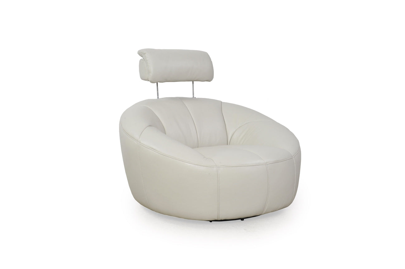 Eduardo Swivel Chair Light Grey-Moroni Leather-MORONI-29206B1383-Lounge Chairs-5-France and Son